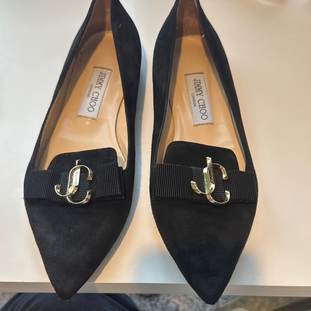 Jimmy Choo Black Suede Flats